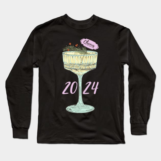 Cheers To The New Year 2024 Long Sleeve T-Shirt by Mary Rose 73744